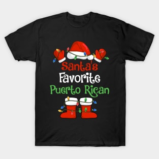 Santa's Favorite Puerto Rican Funny Christmas Pajamas T-Shirt